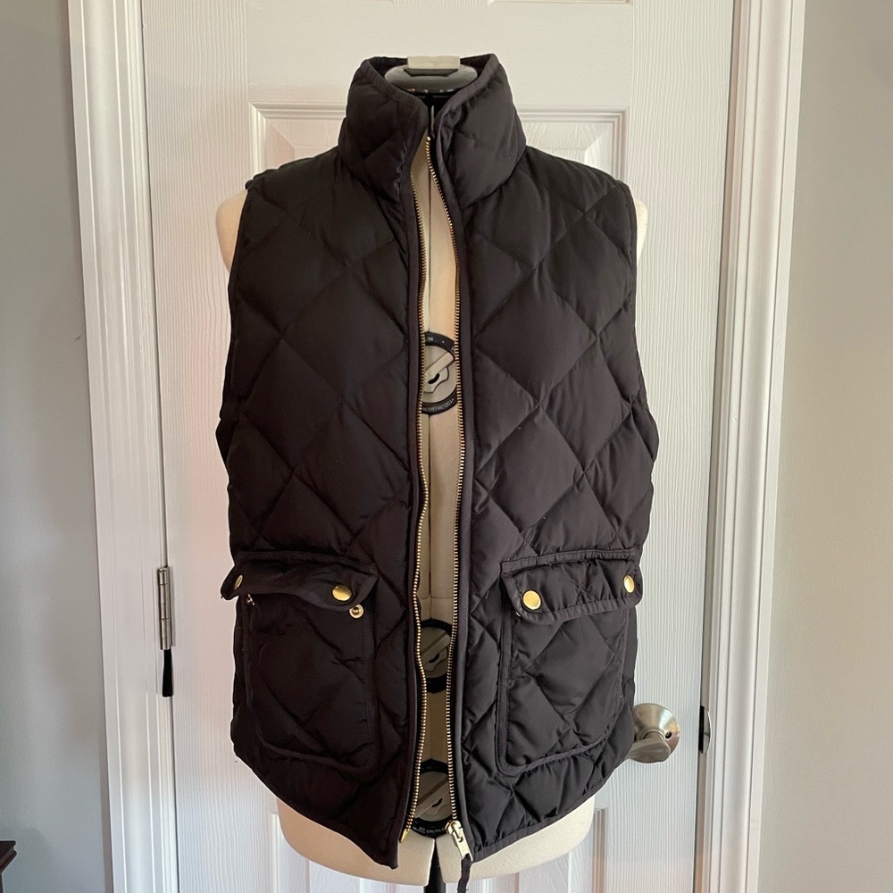 J. Crew Black Feather Down Vest